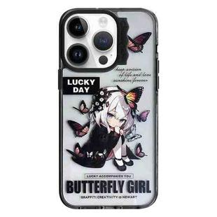 For iPhone 13 Pro Max Colorful Wave Circle Creative Pattern Phone Case(Butterfly Flower Girl)