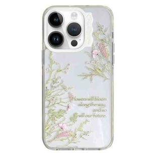 For iPhone 14 Pro Max Colorful Wave Circle Creative Pattern Phone Case(White Flower)