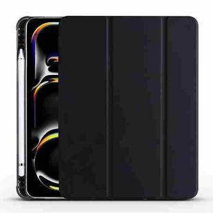 For iPad Pro 11 2024 3-fold TPU Leather Smart Tablet Case with Pen Slot(Black)