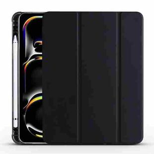 For iPad Pro 13 2024 3-fold TPU Leather Smart Tablet Case with Pen Slot(Black)