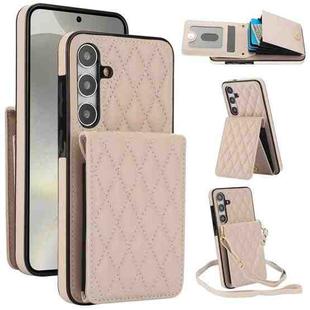 For Samsung Galaxy S24 5G YM015 Crossbody Rhombic Card Bag RFID Phone Case(White)