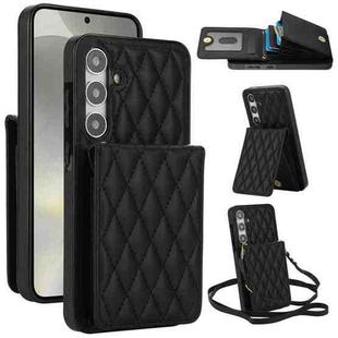 For Samsung Galaxy S24 5G YM015 Crossbody Rhombic Card Bag RFID Phone Case(Black)