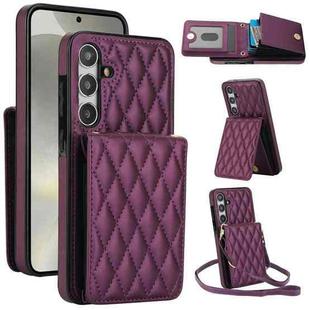 For Samsung Galaxy S24+ 5G YM015 Crossbody Rhombic Card Bag RFID Phone Case(Dark Purple)