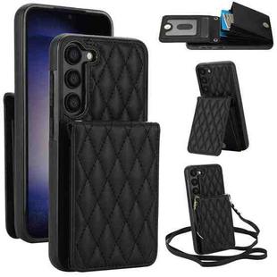 For Samsung Galaxy S23+ 5G YM015 Crossbody Rhombic Card Bag RFID Phone Case(Black)