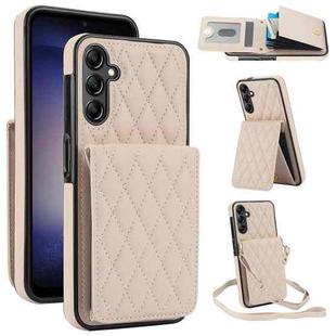 For Samsung Galaxy S25+ 5G YM015 Crossbody Rhombic Card Bag RFID Phone Case(White)