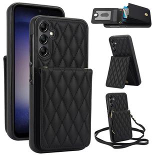 For Samsung Galaxy S25+ 5G YM015 Crossbody Rhombic Card Bag RFID Phone Case(Black)
