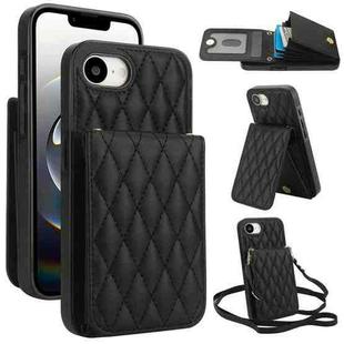 For iPhone 16e YM015 Crossbody Rhombic Card Bag RFID Phone Case(Black)