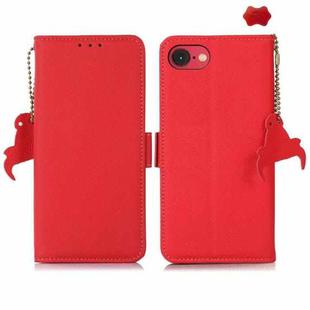 For iPhone SE 2024 Side-Magnetic TJ Genuine Leather RFID Phone Case(Red)