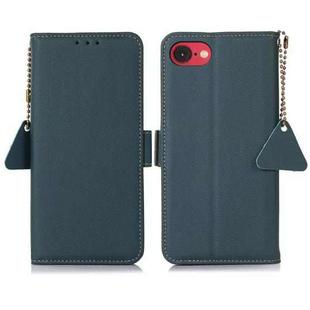 For iPhone SE 2024 Side-Magnetic TJ Genuine Leather RFID Phone Case(Green)