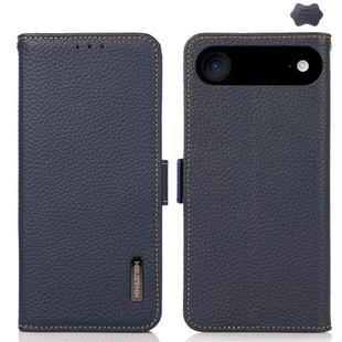 For iPhone 17 Air KHAZNEH Side-Magnetic Litchi Genuine Leather RFID Case(Blue)