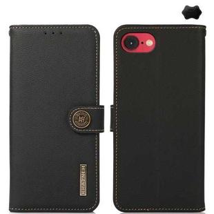 For iPhone SE 2024 KHAZNEH Custer Genuine Leather RFID Phone Case(Black)