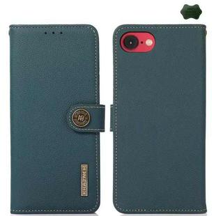 For iPhone SE 2024 KHAZNEH Custer Genuine Leather RFID Phone Case(Green)