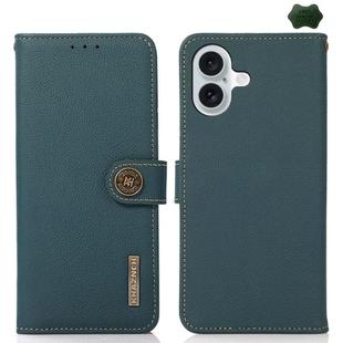 For iPhone 17 KHAZNEH Custer Genuine Leather RFID Phone Case(Green)