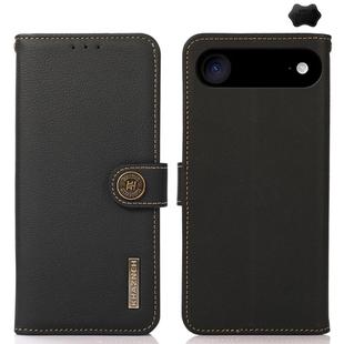 For iPhone 17 Air KHAZNEH Custer Genuine Leather RFID Phone Case(Black)