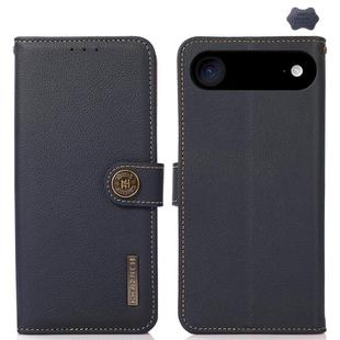 For iPhone 17 Air KHAZNEH Custer Genuine Leather RFID Phone Case(Blue)