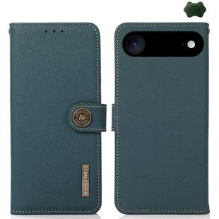 For iPhone 17 Air KHAZNEH Custer Genuine Leather RFID Phone Case(Green)