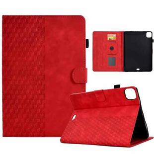 For iPad Pro 11 2024 Rhombus Embossed Leather Tablet Case(Red)