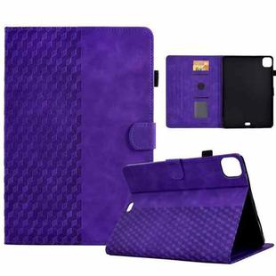 For iPad Pro 11 2024 Rhombus Embossed Leather Tablet Case(Purple)