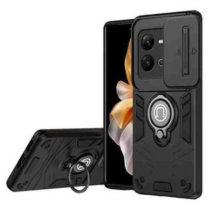 For vivo V25 5G Camshield Ring Holder Phone Case(Black)