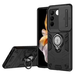 For vivo V27 / V27 Pro Camshield Ring Holder Phone Case(Black)