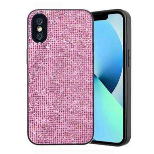 For iPhone XS / X Glitter Powder TPU Hybrid PC Phone Case(Pink)