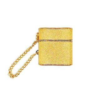 For AirPods 2 / 1 Cylindrical Glitter Leather Texture Bluetooth Earphone Protective Case(Gold)