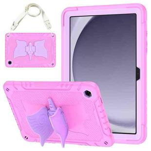 For Samsung Galaxy A9+ Unicorn Kickstand PC Hybrid Silicone Tablet Case(Pink Purple)