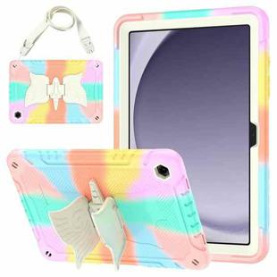 For Samsung Galaxy A9+ Kickstand PC Hybrid Silicone Tablet Case(Colorful Rose Gold)
