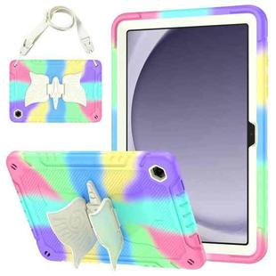 For Samsung Galaxy A9+ Unicorn Kickstand PC Hybrid Silicone Tablet Case(Colorful Purple)