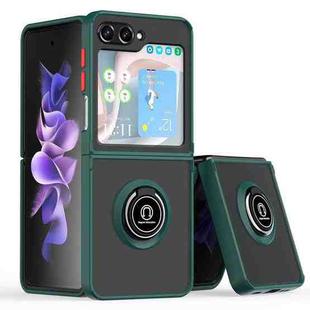 For Samsung Galaxy Z Flip5 Q Shadow 1 Series TPU + PC Phone Case with Ring(Dark Green)