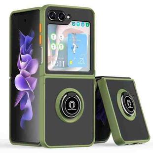 For Samsung Galaxy Z Flip5 Q Shadow 1 Series TPU + PC Phone Case with Ring(Army Green)