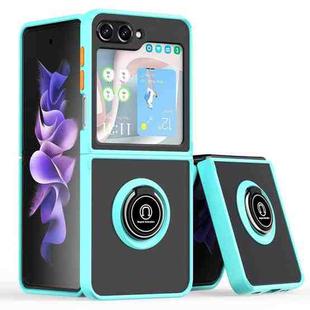 For Samsung Galaxy Z Flip5 Q Shadow 1 Series TPU + PC Phone Case with Ring(Sky Blue)