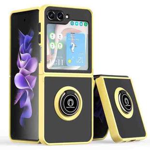 For Samsung Galaxy Z Flip5 Q Shadow 1 Series TPU + PC Phone Case with Ring(Yellow)