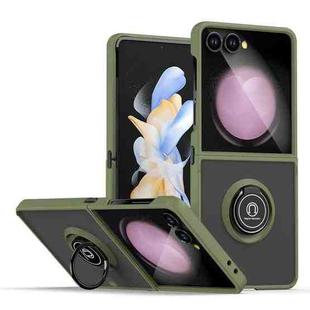 For Samsung Galaxy Z Flip7 Q Shadow 1 Series TPU + PC Phone Case with Ring(Army Green)