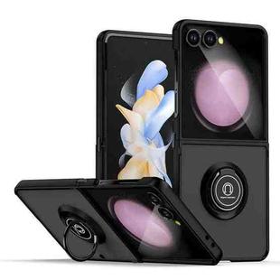 For Samsung Galaxy Z Flip7 Q Shadow 1 Series TPU + PC Phone Case with Ring(Black+Black)