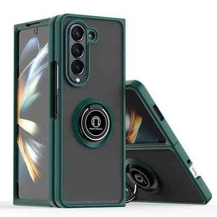 For Samsung Galaxy Z Fold6 Q Shadow 1 Series TPU + PC Phone Case with Ring(Dark Green)