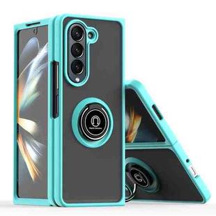 For Samsung Galaxy Z Fold6 Q Shadow 1 Series TPU + PC Phone Case with Ring(Sky Blue)