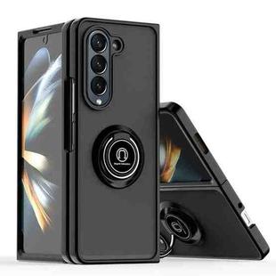 For Samsung Galaxy Z Fold5 Q Shadow 1 Series TPU + PC Phone Case with Ring(Black+Black)