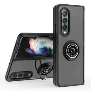 For Samsung Galaxy Z Fold4 Q Shadow 1 Series TPU + PC Phone Case with Ring(Black+Black)