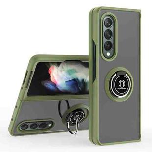 For Samsung Galaxy Z Fold4 Q Shadow 1 Series TPU + PC Phone Case with Ring(Army Green)