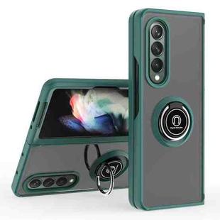 For Samsung Galaxy Z Fold4 Q Shadow 1 Series TPU + PC Phone Case with Ring(Dark Green)