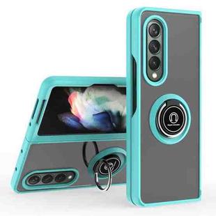 For Samsung Galaxy Z Fold4 Q Shadow 1 Series TPU + PC Phone Case with Ring(Sky Blue)