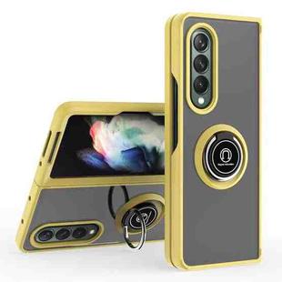 For Samsung Galaxy Z Fold4 Q Shadow 1 Series TPU + PC Phone Case with Ring(Yellow)