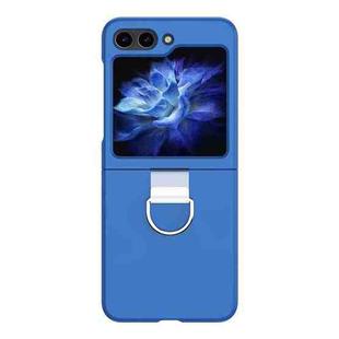 For Samsung Galaxy Z Flip6 Skin Feel Silicone Foldable Phone Case with Ring(Dark Blue)