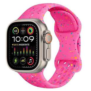 For Apple Watch Ultra 2 49mm Hole Style Butterfly Buckle Camouflage Silicone Watch Band(Pink)