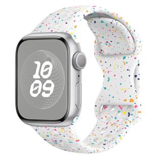 For Apple Watch Series 9 45mm Hole Style Butterfly Buckle Camouflage Silicone Watch Band(White)