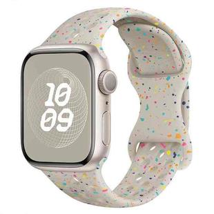 For Apple Watch SE 2022 44mm Hole Style Butterfly Buckle Camouflage Silicone Watch Band(Starlight Color)