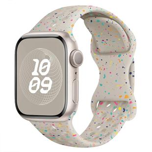 For Apple Watch Series 7 41mm Hole Style Butterfly Buckle Camouflage Silicone Watch Band(Starlight Color)