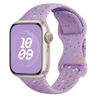 For Apple Watch Series 6 40mm Hole Style Butterfly Buckle Camouflage Silicone Watch Band(Light Purple)