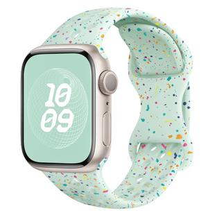 For Apple Watch Series 6 40mm Hole Style Butterfly Buckle Camouflage Silicone Watch Band(Light Mint)